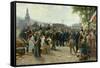 Arrival of King Wilhelm I of Prussia in Saarbrücken on 9 August 1870, 1877-Anton Alexander von Werner-Framed Stretched Canvas