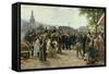 Arrival of King Wilhelm I of Prussia in Saarbrücken on 9 August 1870, 1877-Anton Alexander von Werner-Framed Stretched Canvas