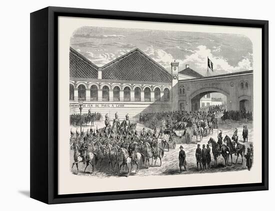 Arrival of the Grand Duke Constantine in Paris: Departure from the Lyons Railway Station-null-Framed Stretched Canvas