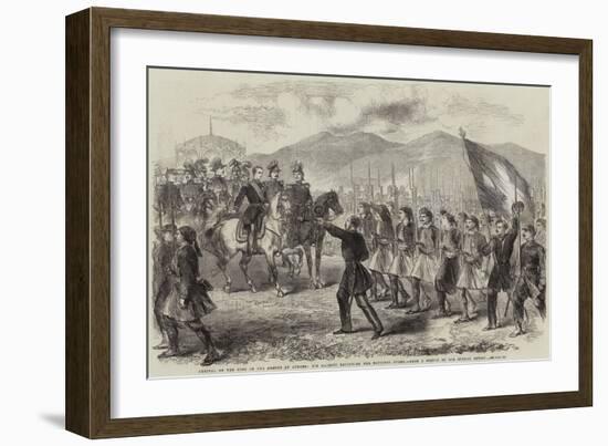 Arrival of the King of the Greeks at Athens, His Majesty Reviewing the National Guard-null-Framed Giclee Print