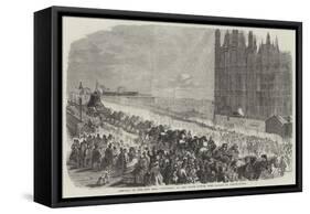 Arrival of the New Bell Victoria, at the Clock Tower, New Palace of Westminster-null-Framed Stretched Canvas