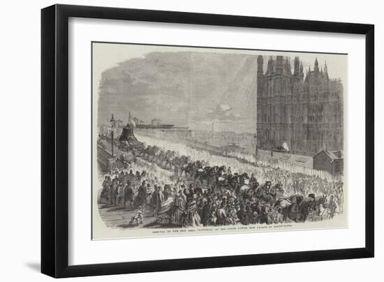 Arrival of the New Bell Victoria, at the Clock Tower, New Palace of Westminster-null-Framed Premium Giclee Print