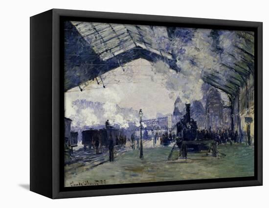 Arrival of the Normandy Train, Gare Saint-Lazare, 1877-Claude Monet-Framed Stretched Canvas