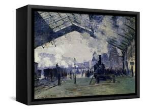 Arrival of the Normandy Train, Gare Saint-Lazare, 1877-Claude Monet-Framed Stretched Canvas