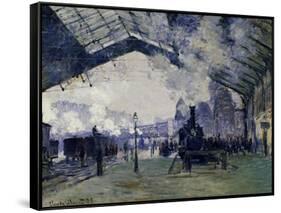 Arrival of the Normandy Train, Gare Saint-Lazare, 1877-Claude Monet-Framed Stretched Canvas