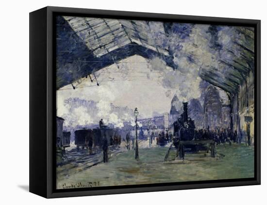 Arrival of the Normandy Train, Gare Saint-Lazare, 1877-Claude Monet-Framed Stretched Canvas