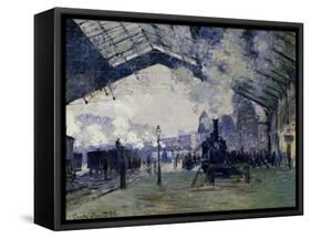 Arrival of the Normandy Train, Gare Saint-Lazare, 1877-Claude Monet-Framed Stretched Canvas