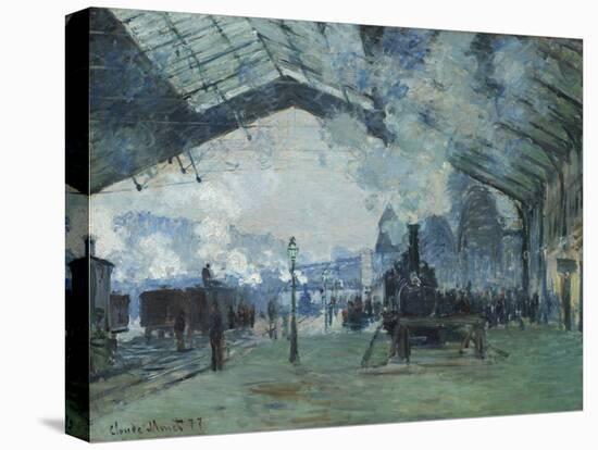 Arrival of the Normandy Train, Gare Saint-Lazare, 1877-Claude Monet-Stretched Canvas