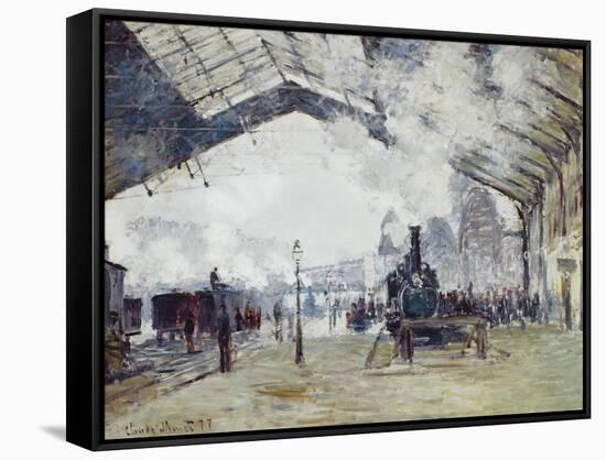 Arrival of the Normandy Train, Gare Saint-Lazare-Claude Monet-Framed Stretched Canvas