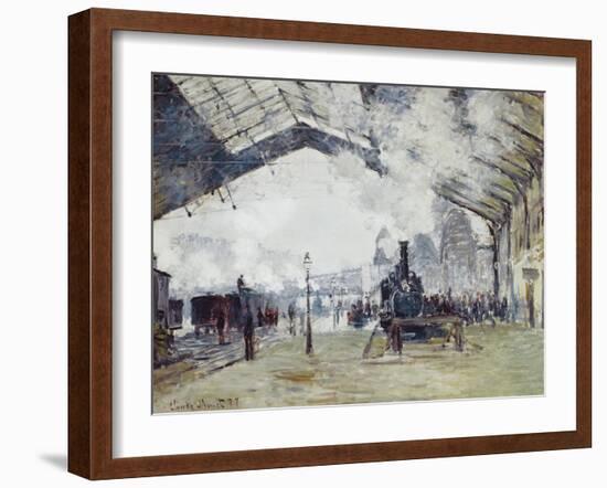 Arrival of the Normandy Train, Gare Saint-Lazare-Claude Monet-Framed Art Print