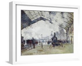 Arrival of the Normandy Train, Gare Saint-Lazare-Claude Monet-Framed Art Print