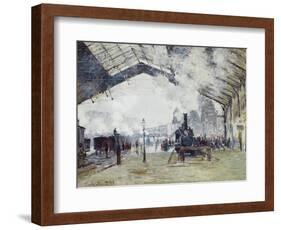 Arrival of the Normandy Train, Gare Saint-Lazare-Claude Monet-Framed Art Print