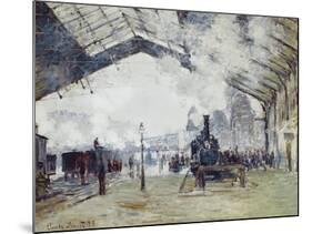 Arrival of the Normandy Train, Gare Saint-Lazare-Claude Monet-Mounted Art Print