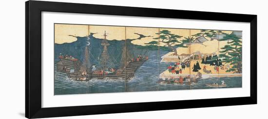 Arrival of the Southern Barbarians (Portuguese Traders at Nagasaki)-null-Framed Giclee Print