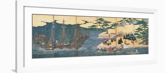 Arrival of the Southern Barbarians (Portuguese Traders at Nagasaki)-null-Framed Giclee Print