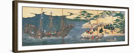 Arrival of the Southern Barbarians (Portuguese Traders at Nagasaki)-null-Framed Giclee Print