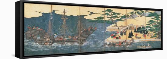 Arrival of the Southern Barbarians (Portuguese Traders at Nagasaki)-null-Framed Stretched Canvas