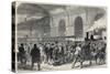 Arrival of the workmen's penny train at Victoria Station in London-English School-Stretched Canvas