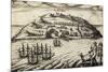 Arrival on the Island of Mocha, 1616, Engraving from Account of Joris Van Spilbergen's Expedition-null-Mounted Giclee Print