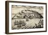 Arrival on the Island of Mocha, 1616, Engraving from Account of Joris Van Spilbergen's Expedition-null-Framed Giclee Print