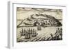 Arrival on the Island of Mocha, 1616, Engraving from Account of Joris Van Spilbergen's Expedition-null-Framed Giclee Print