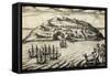 Arrival on the Island of Mocha, 1616, Engraving from Account of Joris Van Spilbergen's Expedition-null-Framed Stretched Canvas