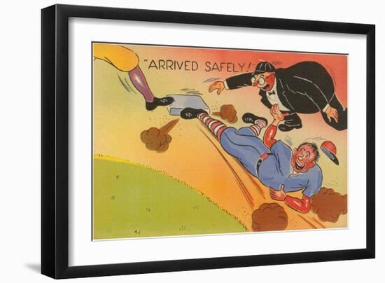 Arrived Safely! Umpire Cartoon-null-Framed Art Print