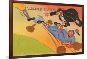 Arrived Safely! Umpire Cartoon-null-Framed Art Print