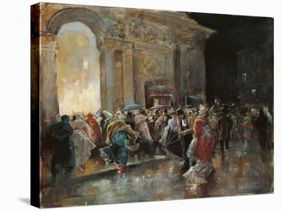 Arriving at the Theatre on a Night of a Masked Ball-Eugenio Lucas Villaamil-Stretched Canvas