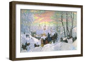 Arriving for Shrove-Tide, 1916-B. M. Kustodiev-Framed Art Print