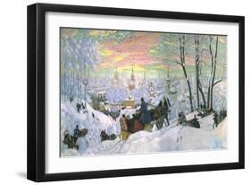 Arriving for Shrove-Tide, 1916-B. M. Kustodiev-Framed Art Print