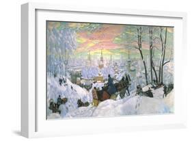 Arriving for Shrove-Tide, 1916-B. M. Kustodiev-Framed Art Print