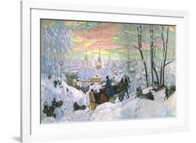 Arriving for Shrove-Tide, 1916-B. M. Kustodiev-Framed Premium Giclee Print