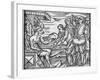 Arriving In Hell, 17th Century Woodcut-Middle Temple Library-Framed Photographic Print