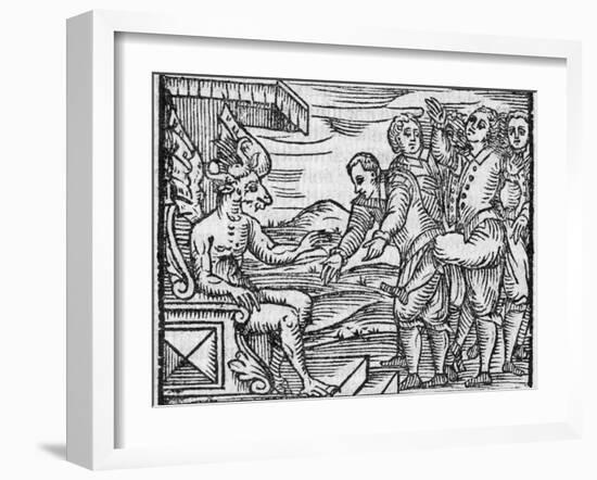 Arriving In Hell, 17th Century Woodcut-Middle Temple Library-Framed Photographic Print