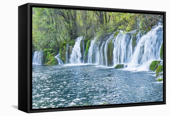 Arrow Bamboo Lake Waterfalls, Jiuzhaigou National Park, Sichuan Province, China, Asia-G & M Therin-Weise-Framed Stretched Canvas