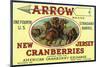 Arrow Brand Cranberry Label-Lantern Press-Mounted Art Print