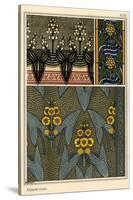 Arrowhead, Sagittaria sagittifolia,stained glass and fabric patterns. Lithograph by Verneuil.-null-Stretched Canvas