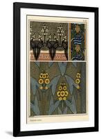 Arrowhead, Sagittaria sagittifolia,stained glass and fabric patterns. Lithograph by Verneuil.-null-Framed Giclee Print