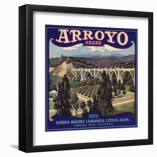 Arroyo Brand - Lamanda Park, California - Citrus Crate Label-Lantern Press-Framed Art Print