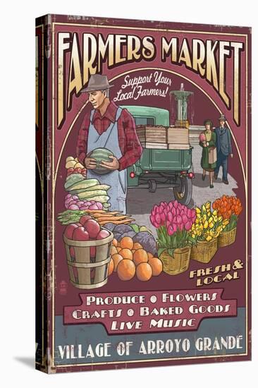 Arroyo Grande, California - Farmers Market-Lantern Press-Stretched Canvas