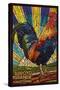 Arroyo Grande, California - Rooster Mosaic-Lantern Press-Stretched Canvas