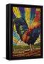 Arroyo Grande, California - Rooster Mosaic-Lantern Press-Framed Stretched Canvas