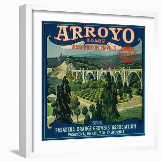 Arroyo Orange Label - Pasadena, CA-Lantern Press-Framed Art Print