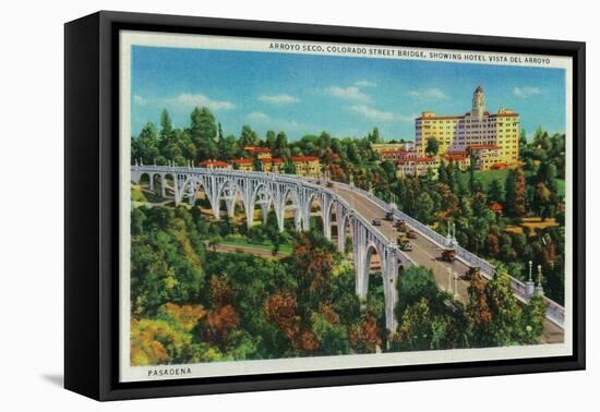 Arroyo Seco Bridge, Colorado Street Bridge - Pasadena, CA-Lantern Press-Framed Stretched Canvas