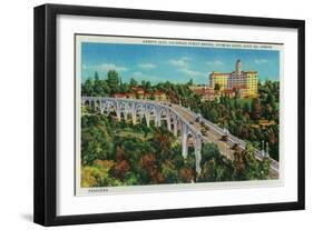 Arroyo Seco Bridge, Colorado Street Bridge - Pasadena, CA-Lantern Press-Framed Art Print