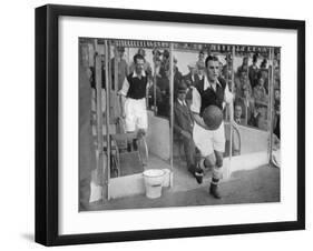 Arsenal FC Captain Eddie Hapgood Runs onto the Pitch at Highbury, London, 1930s-null-Framed Giclee Print