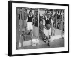 Arsenal FC Captain Eddie Hapgood Runs onto the Pitch at Highbury, London, 1930s-null-Framed Giclee Print