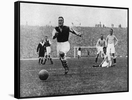 Arsenal Footballer Alex James Passes Three Manchester City Players, C1929-C1937-null-Framed Stretched Canvas