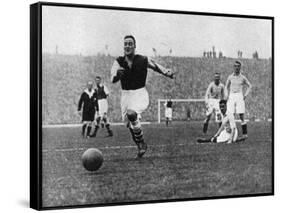 Arsenal Footballer Alex James Passes Three Manchester City Players, C1929-C1937-null-Framed Stretched Canvas